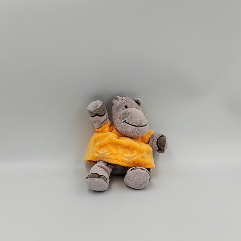 Doudou hippopotame gris orange INFLUX