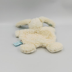 Doudou plat lapin blanc bleu ciel BABY NAT