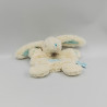 Doudou plat lapin blanc bleu ciel BABY NAT