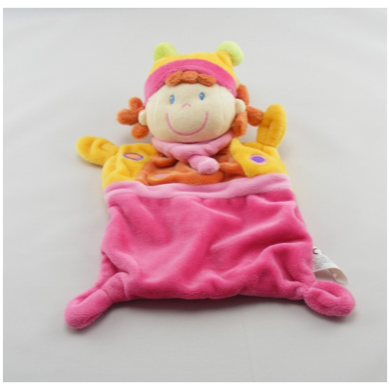 Doudou plat lutin fille rose avion arbres NICOTOY