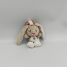 Doudou lapin beige blanc avec anneau AUCHAN BABY