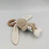 Doudou lapin beige blanc avec anneau AUCHAN BABY