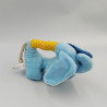 Doudou hochet éléphant bleu jaune QUATRE FLEUVES