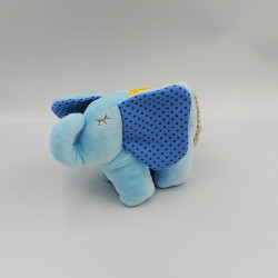 Doudou hochet éléphant bleu jaune QUATRE FLEUVES