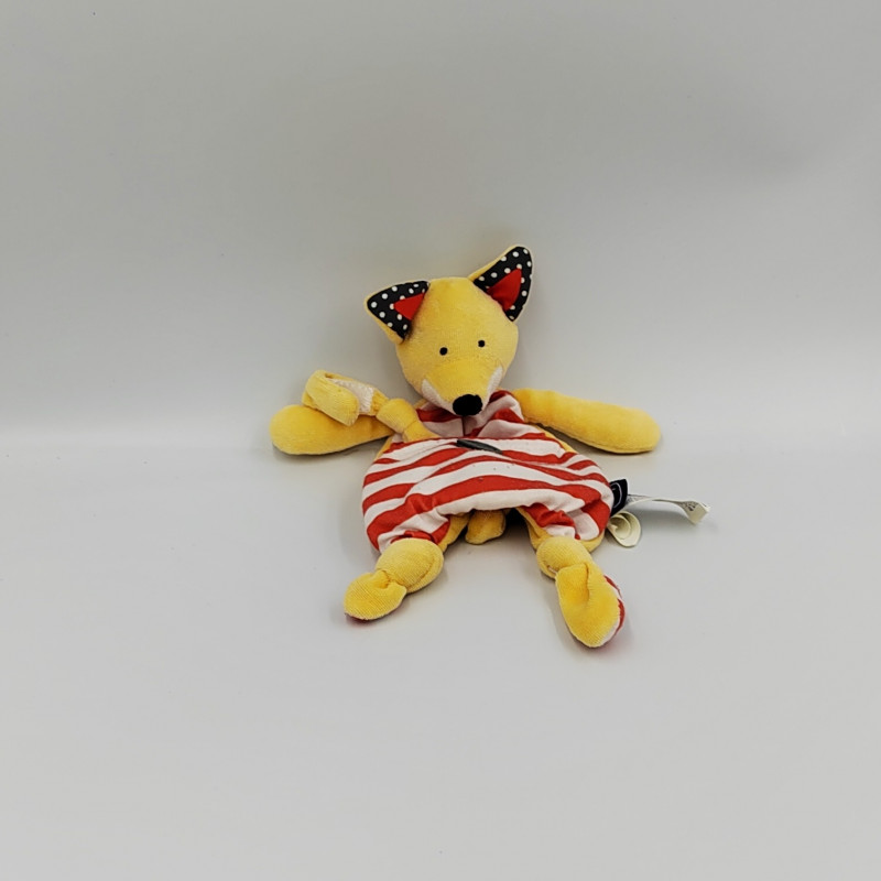 Doudou plat renard orange rouge gris rayé CHICCO