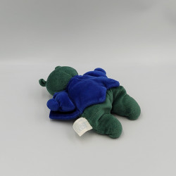 Doudou ours vert bleu noeud rouge Camaieu