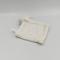 Doudou plat ours blanc rose rouge SUCRE D'ORGE