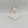 Doudou plat ours blanc rose rouge SUCRE D'ORGE