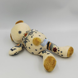 Doudou ours écru beige motifs bleu fleurs SIMBA TOYS NICOTOY