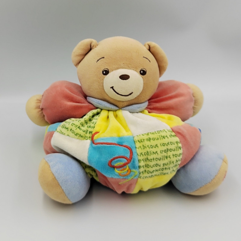 DOUDOU OURS PATAPOUF ROUGE JAUNE