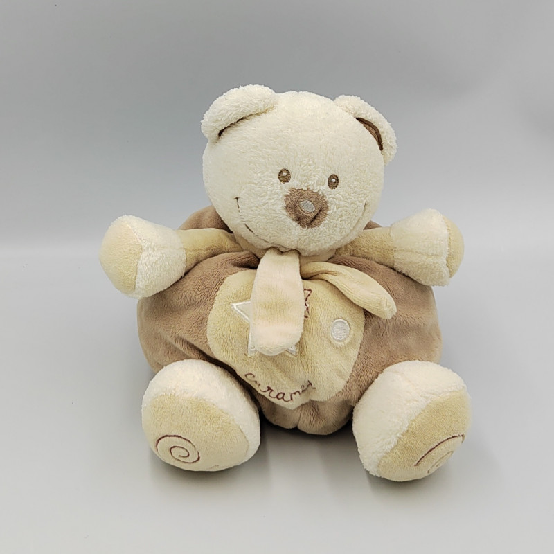 Doudou ours beige blanc étoiles Caramel SAUTHON
