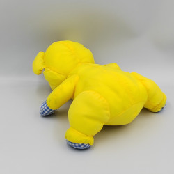 Peluche Puffalump ours jaune blanc bleu vichy