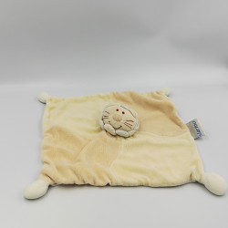 Doudou plat lion orange jaune criniére bleu vert JOLLYBABY