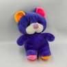 Ancienne peluche ours violet rose orange