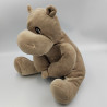 Grande peluche doudou hippopotame marron beige