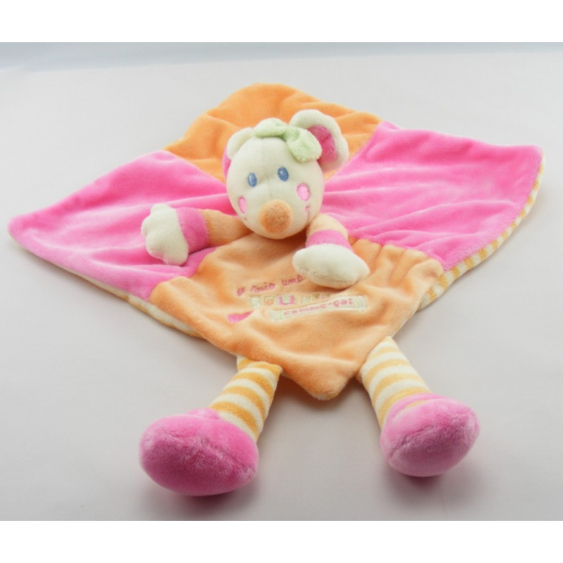 Doudou orange rose Je suis une souris comme ça NICOTOY