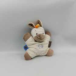 Doudou semi plat zèbre blanc bleu rayé beige Arthur et Louis NATTOU