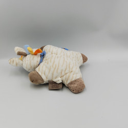 Doudou semi plat zèbre blanc bleu rayé beige Arthur et Louis NATTOU