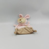 Doudou plat ours déguisé en lapin rose beige GRAIN DE BLE