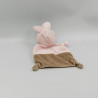 Doudou plat ours déguisé en lapin rose beige GRAIN DE BLE