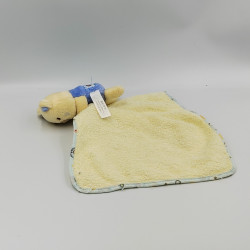 Doudou ours koala mouchoir jaune écru bleu PETIPOUCE