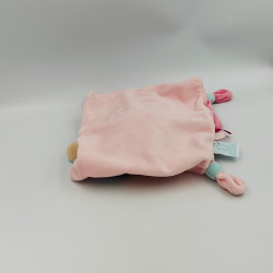 Doudou plat lapin rose bleu coeurs BABY NAT