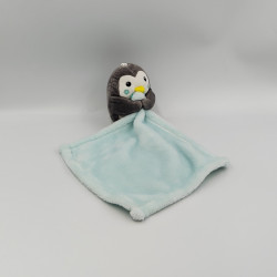 Doudou pingouin gris blanc mouchoir bleu NICOTOY