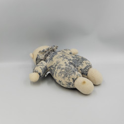 Doudou ours blanc écru motifs bleu Trousselier