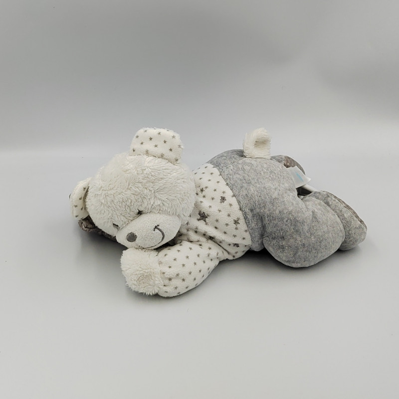 Doudou musical ours blanc gris étoiles TEX BABY