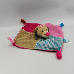 Doudou plat chien beige rose bleu LIEF