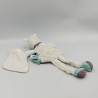 Doudou plat lama blanc bleu gris mouchoir BABY NAT