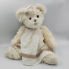 Peluche ours blanc robe blanche marron BUKOWSKI