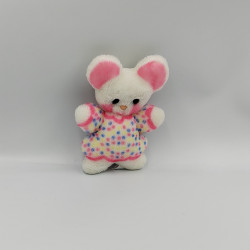 Peluche souris rose blanc jaune pois BOULGOM