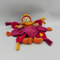 Doudou et compagnie plat ours princesse Indidou rose orange