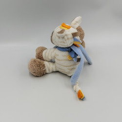 Doudou musical zébre blanc bleu rayé beige Arthur et Louis NATTOU