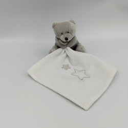 Doudou ours gris mouchoir blanc étoiles Baby nat