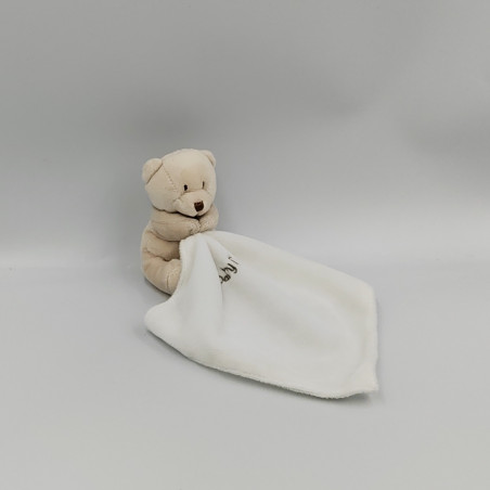 Doudou ours beige écru mouchoir blanc Baby nat