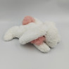 Doudou et compagnie lapin blanc rose tout doux Pompon corail