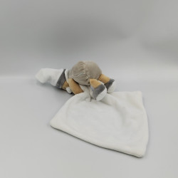 Doudou luminescent ours blanc gris mouchoir étoiles BABY NAT