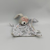 Doudou plat lapin gris blanc rose feuilles tigres so cute masque IKKS