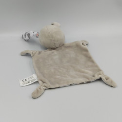 Doudou plat lapin gris blanc rose feuilles tigres so cute masque IKKS