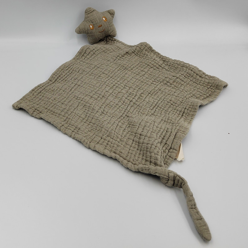 Doudou plat lange étoile gris PREMAMAN