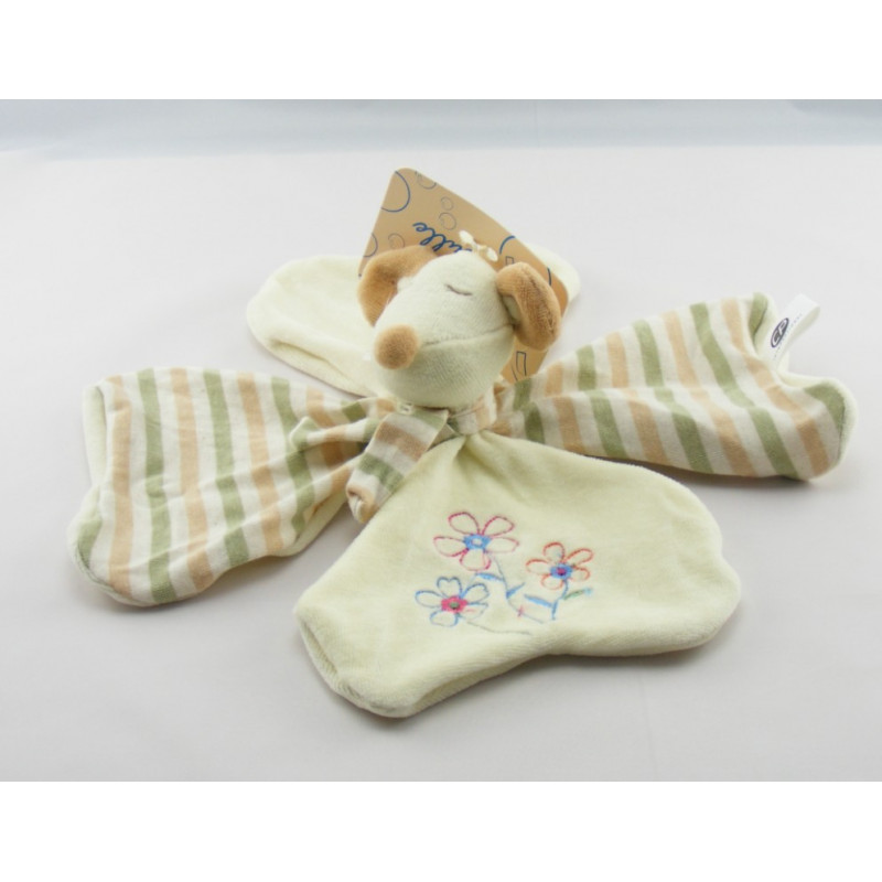 Doudou plat fleur chat Malice et Bulle CP INTERNATIONAL