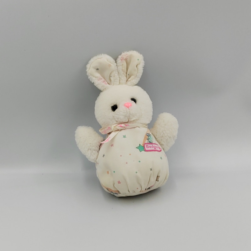 Doudou peluche lapin blanc rose vert étoiles BOULGOM