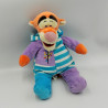 Peluche Tigrou en pyjama bleu rayé mauve DISNEY NICOTOY