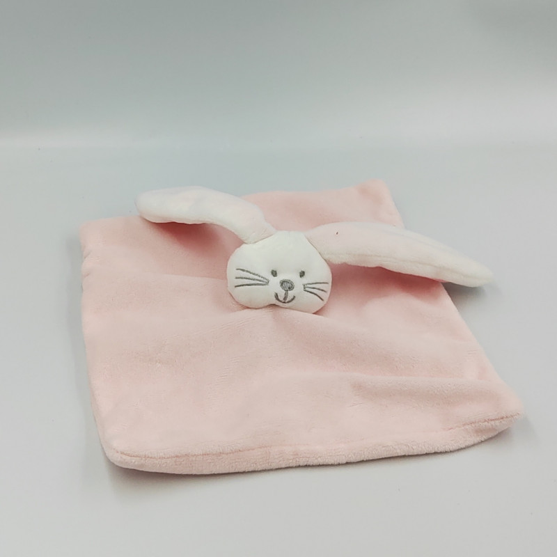 DOUDOU PLAT LAPIN ROSE BLANC KIMBALOO LA HALLE