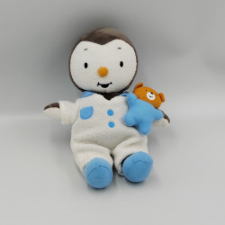 Doudou Tchoupi en pyjama blanc bleu avec doudou JEMINI