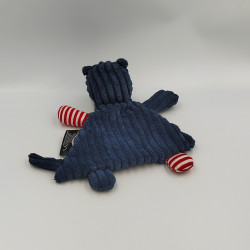 Doudou plat hippopotame bleu rouge Hippipos DEGLINGOS