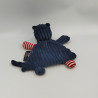 Doudou plat hippopotame bleu rouge Hippipos DEGLINGOS