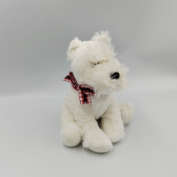 Doudou peluche chien blanc collier rouge GUND